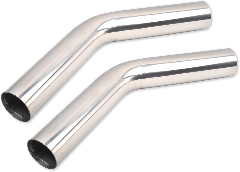 BIGREAT OD 3.5'' Inch (89MM) 45 Degree Bend Elbow Stainless Steel Turbocharger Pipe Tube Intercooler Pipe High Class Brushed Treatment Air Intake Tube Pipe Polished Universal-2PCS - Image 1